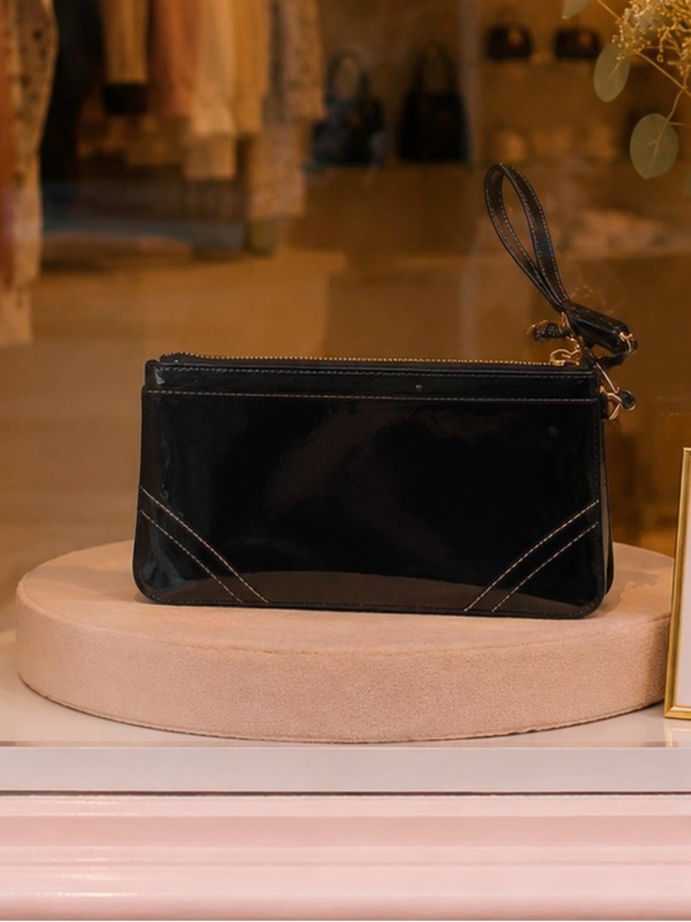 Coach Patent Leather Wristlet in Brown